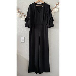 Donna Morgan Black Bow Flutter Sleeve Wide Leg Jumpsuit Wedding Party Formal 8